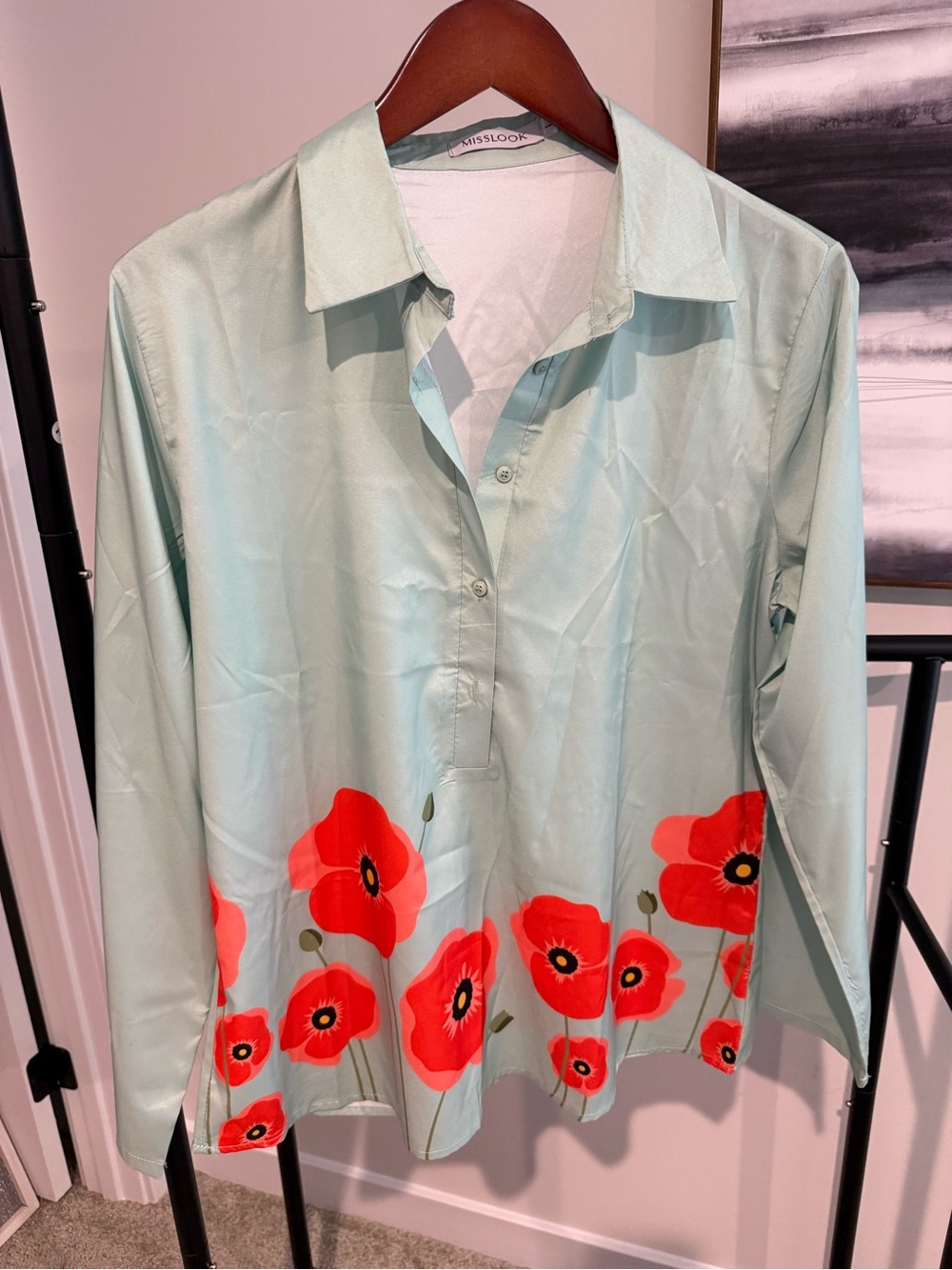 MISSLOOK Mint Green Button-Up Shirt